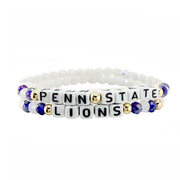 Two beaded bracelets with 'PENN STATE LIONS' text on a white background