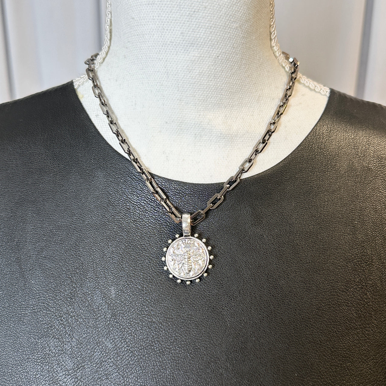 Display view of Love Lisa Dakota Queen Bee Coin Necklace