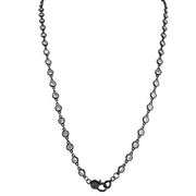 danielle diamond clasp necklace gunmetal chain with pave clasp accent