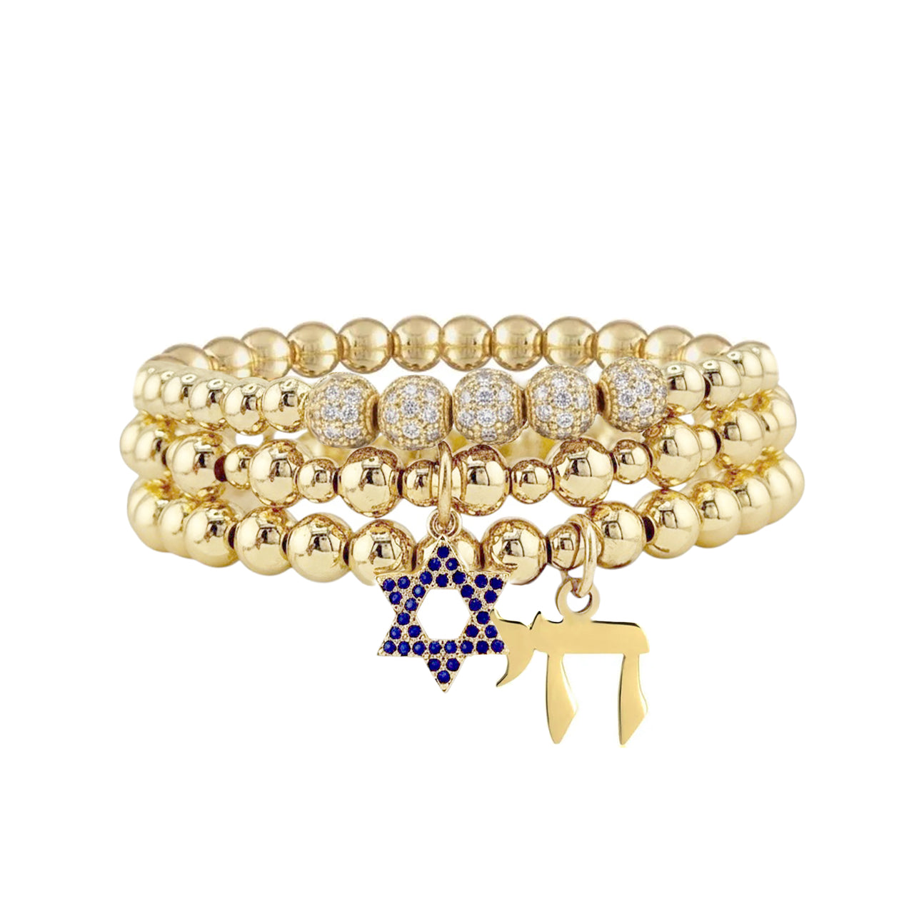 Star of David Chai Bracelet Stack