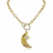 Love Lisa moon and north star heart necklace gold chain with crystal love charm and heart clasp