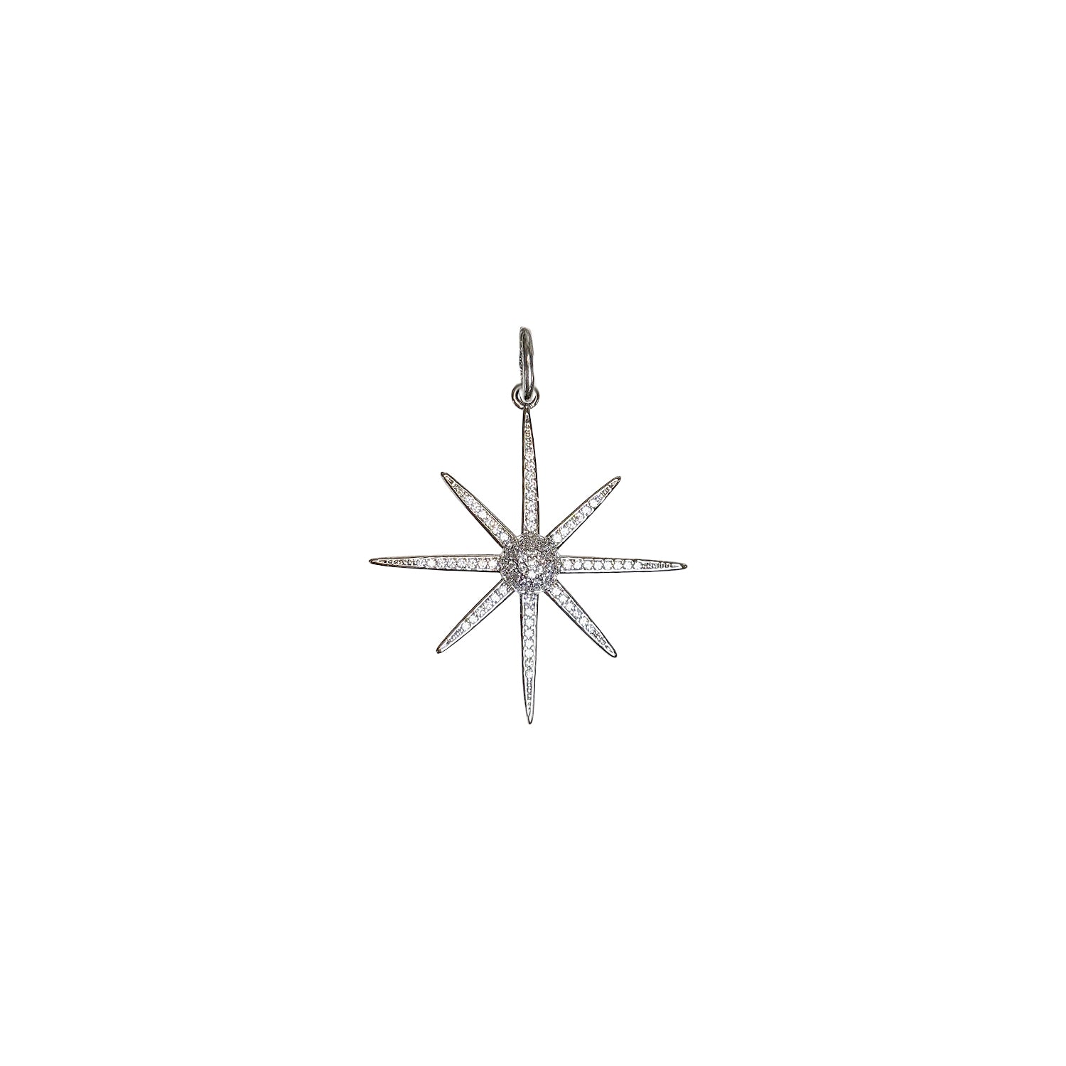 Debby Northstar Charm with pavé starburst design on white background