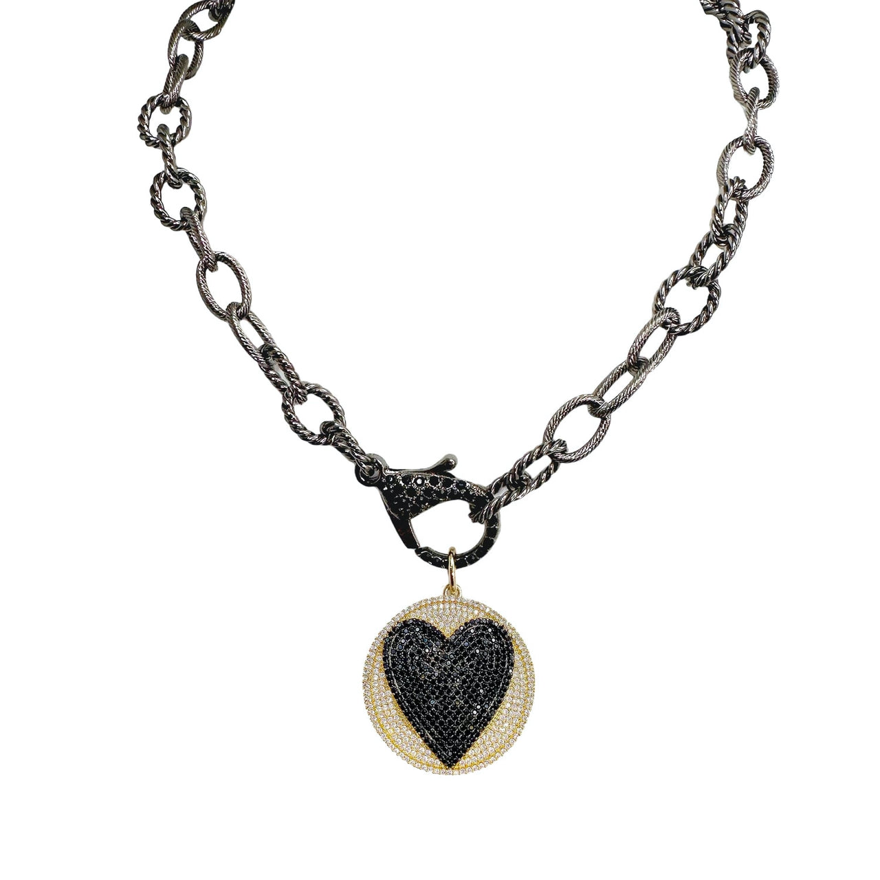 love lisa debby rope chain heart disk necklace with round pendant and mixed chain