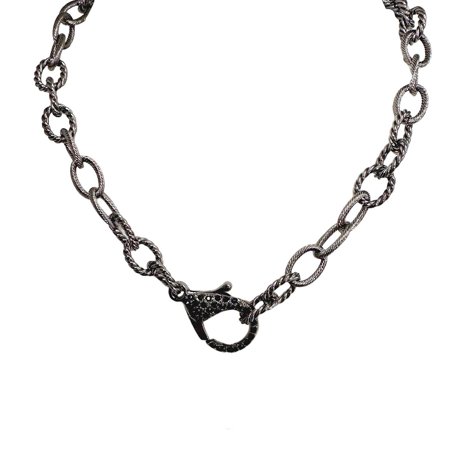 debby rope chain necklace black diamond finish