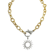 debby rope chain necklace gold with sun charm and pave clasp