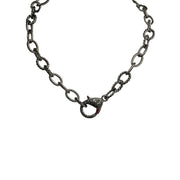 debby rope chain necklace gunmetal tone with pave clasp and bold links