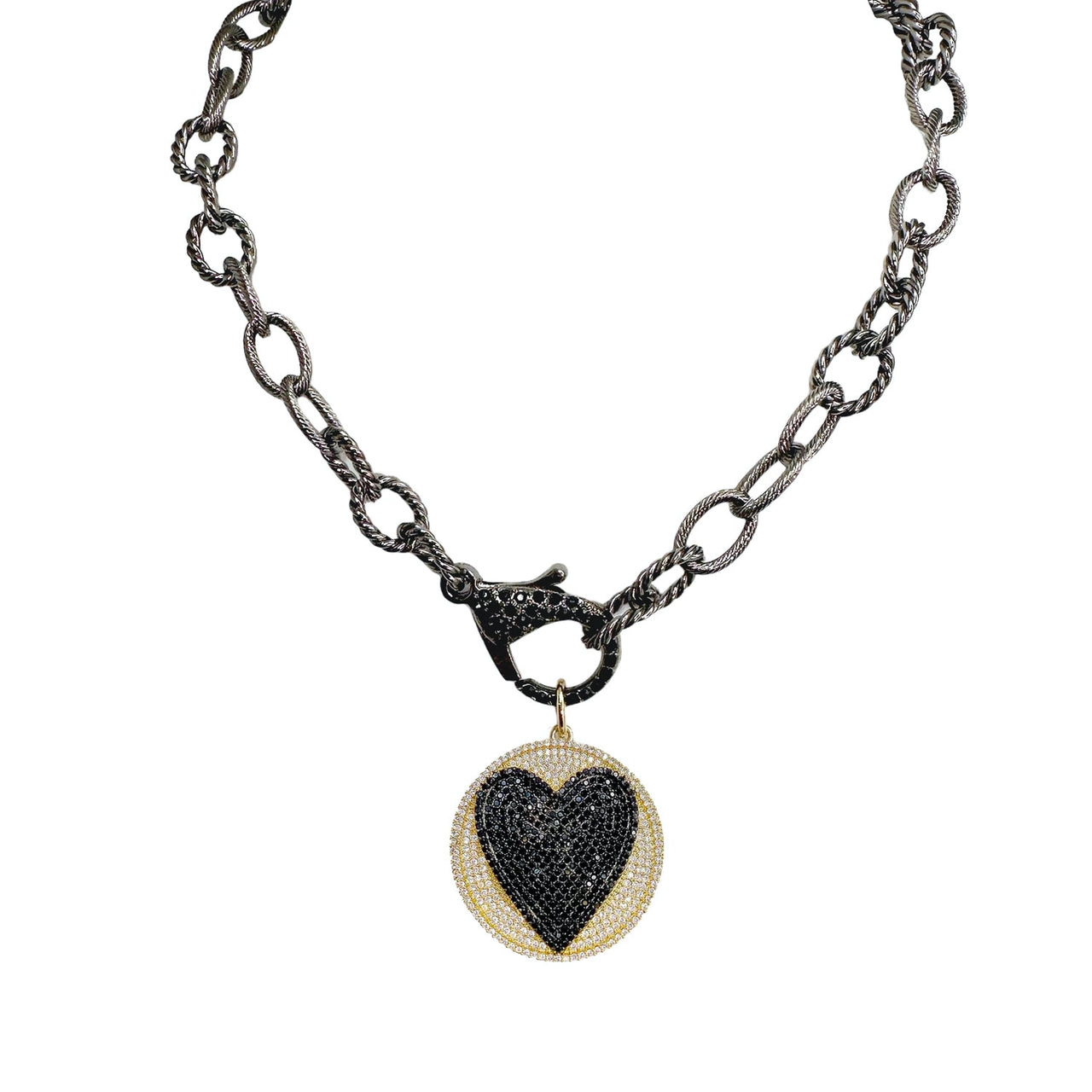 Debby Famous Rope Chain Heart Disk Necklace