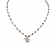 Design Your Own Beaded Religious Charm Necklace by Love Lisa in brown and silver with chai pendant