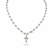 Design Your Own Beaded Religious Charm Necklace by Love Lisa in silver with cross charm