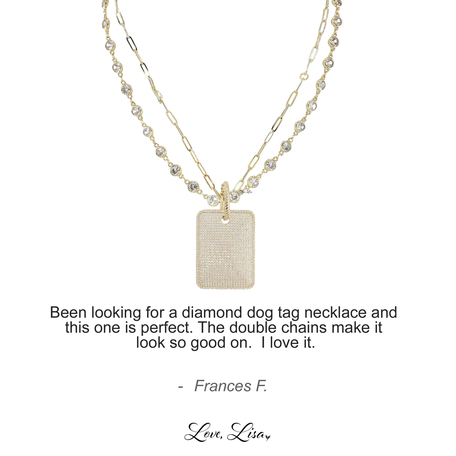 diamond dog tag necklace double chain layered gold necklace customer review perfect dog tag necklace