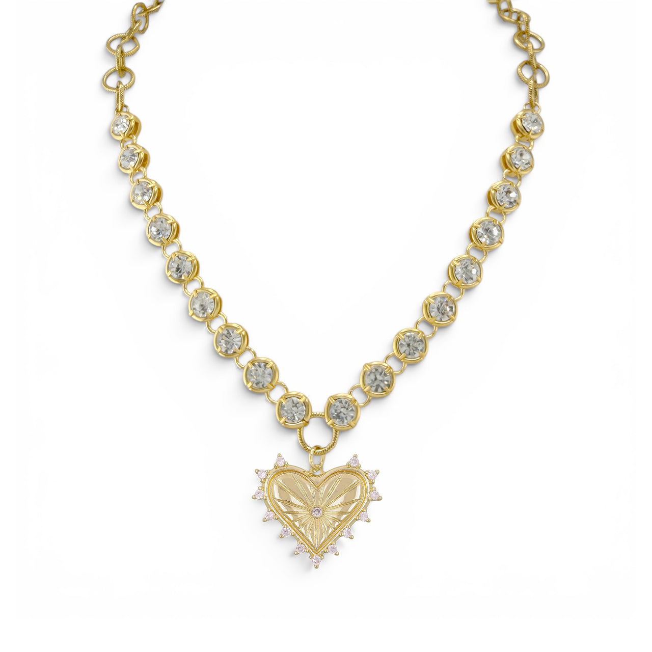 Sarah Crystal Heart Statement Necklace