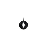 Edgy black starburst charm with moody sparkle
