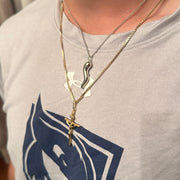 Dominic Italian Horn Necklace on model silver
