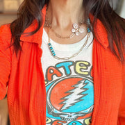 model wearing the monarch double wrapped ivory turquoise necklace