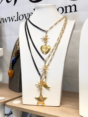 eclipse pendant long necklaces in heart moon star styles Love Lisa jewelry