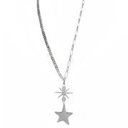 silver eclipse pendant long necklace star charm celestial jewelry Love Lisa