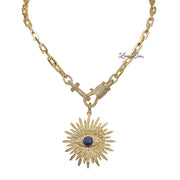 Elaine Evil Eye Clasp Necklace with pavé evil eye pendant built into the clasp
