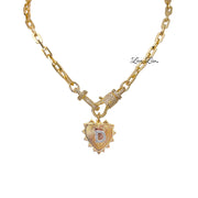 Love Lisa Elaine Initial Heart Necklace gold personalized heart pendant on bold link chain gift for her
