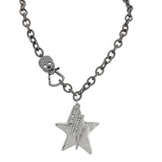Love Lisa electric moon skull statement necklace gunmetal with skull clasp and star and lightning bolt charm