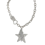 Love Lisa skull clasp necklace with star charm and crystal lightning bolt accent