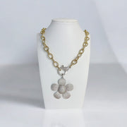 Elegant Large Flower Charm styled on a clasp necklace