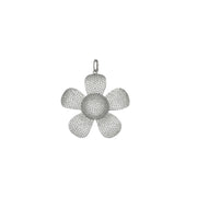 Elegant Large Flower Charm in silver finish on white background
