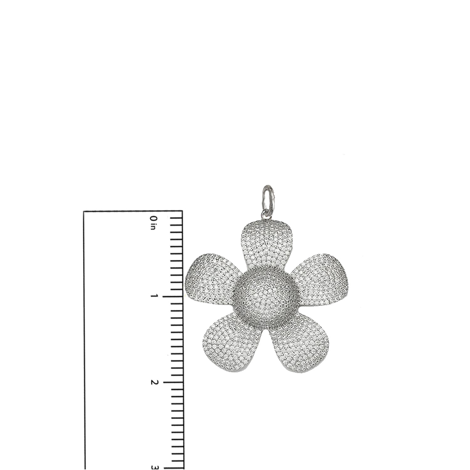 Size guide showing dimensions of Elegant Large Flower Charm