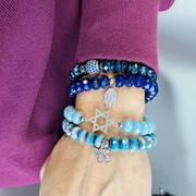 Elle Crystal Stack bracelet featuring Hamsa Hand charm

