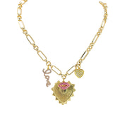 love lisa emily love and kisses necklace gold with heart and lips charms