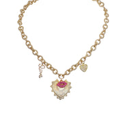 love lisa emily love and kisses necklace gold with heart and lips charms