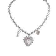 love lisa emily love and kisses necklace silver with heart and lips charms