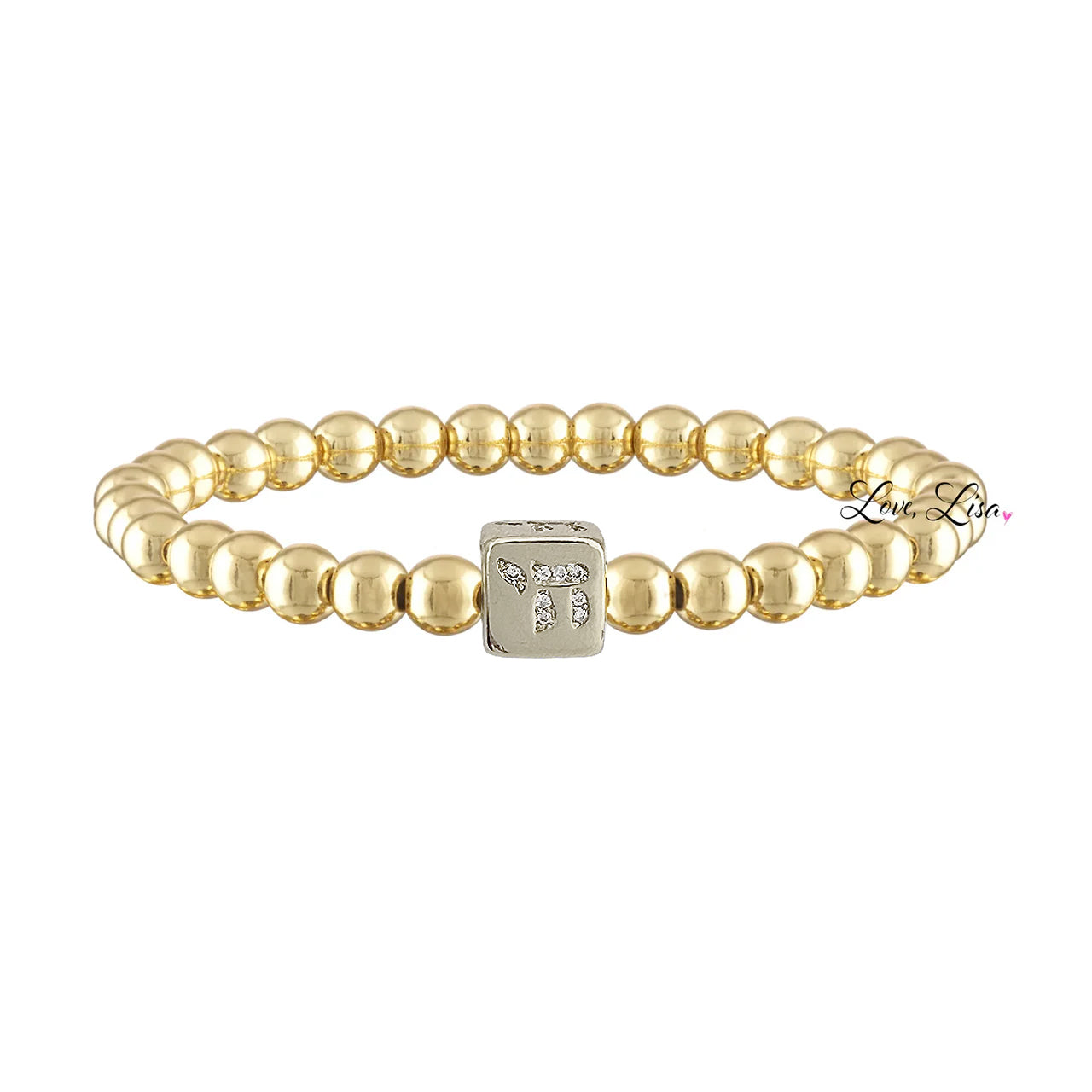 Love Lisa Emily Luxe Bracelet in gold with cube Chai charm