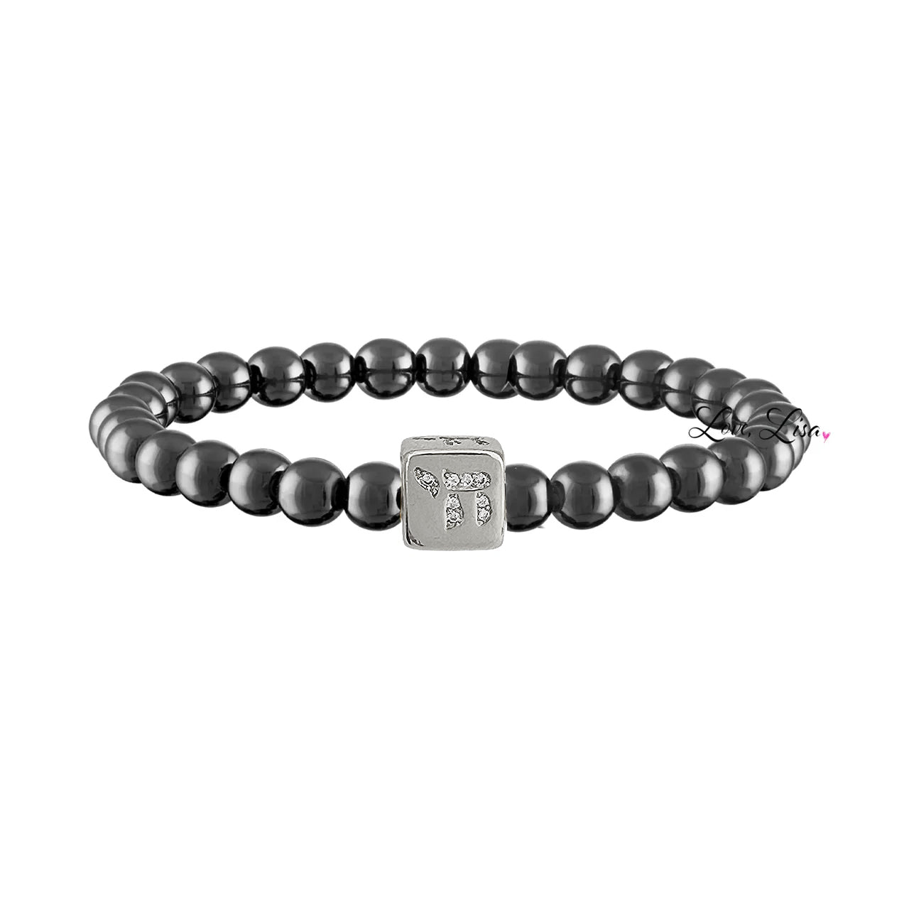 Love Lisa Emily Luxe Bracelet in gunmetal with cube Chai charm

