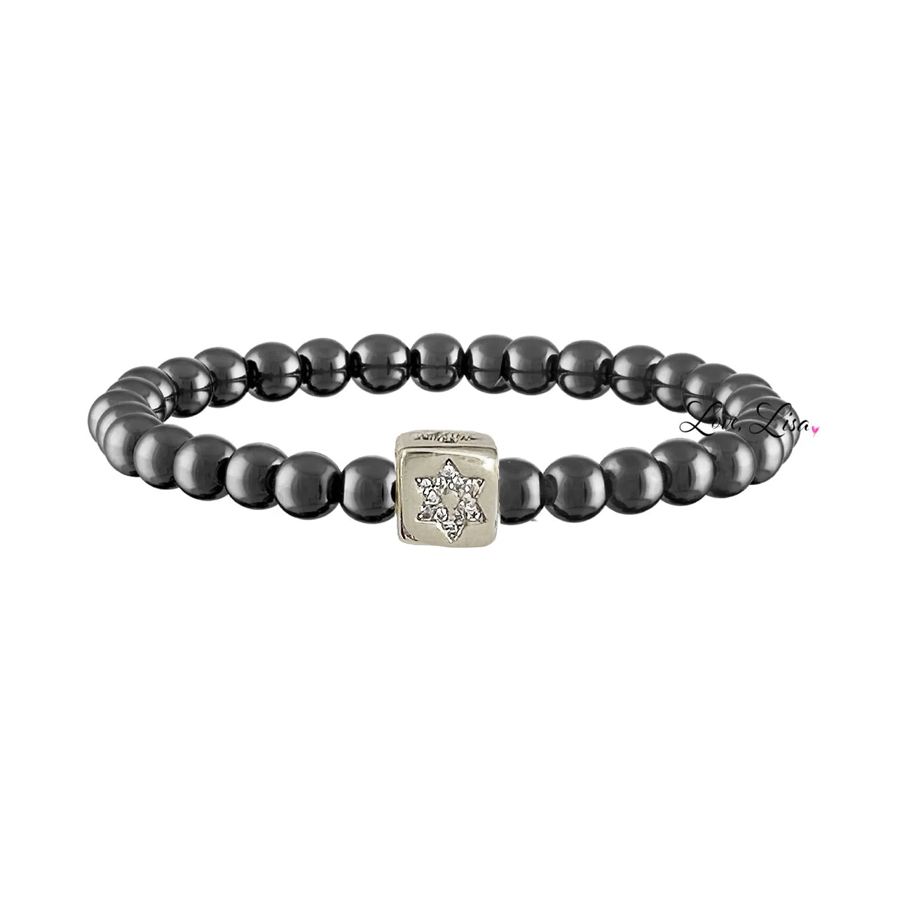 Love Lisa Emily Luxe Bracelet in gunmetal with cube Star of David charm

