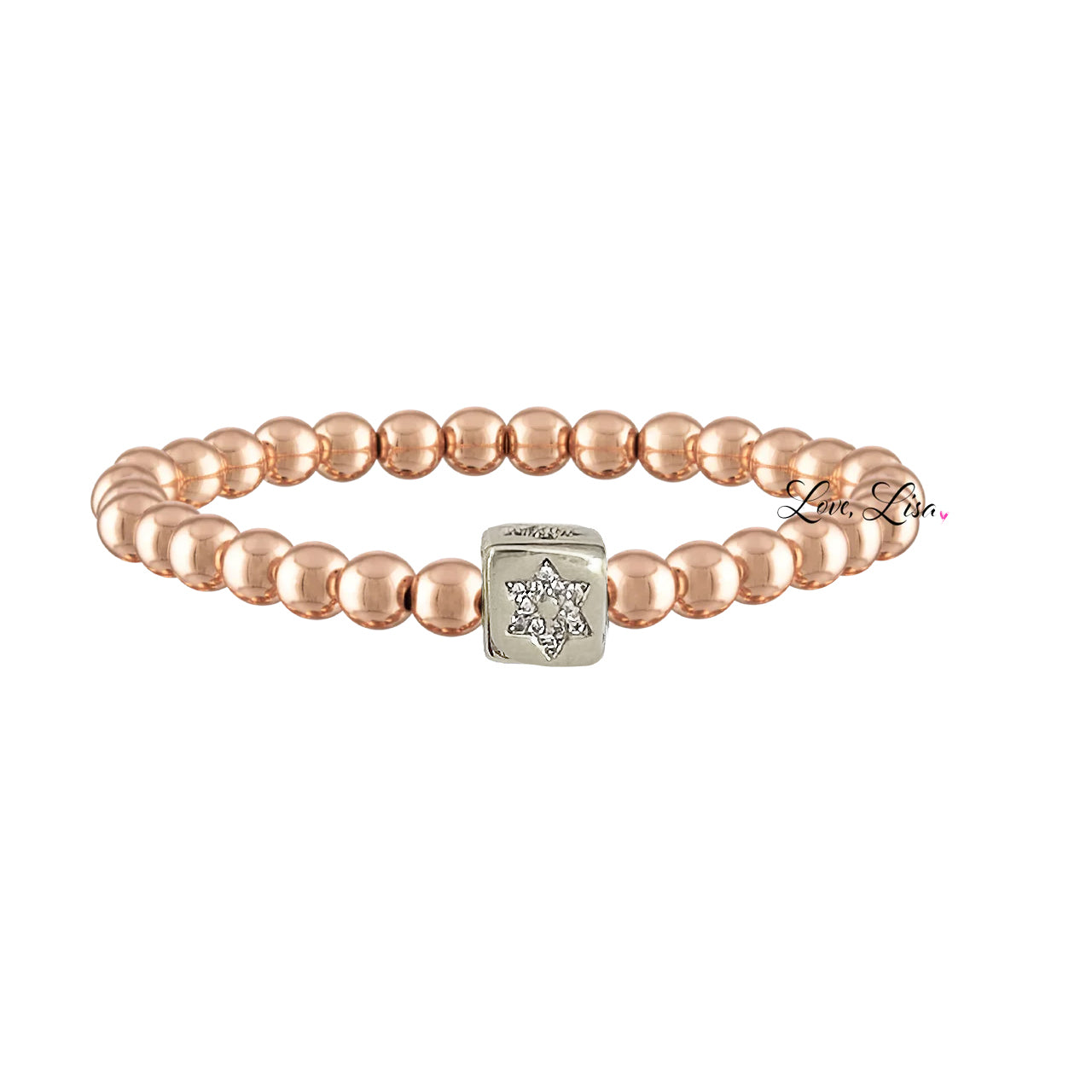 Love Lisa Emily Luxe Bracelet in rose gold with cube Star of David charm

