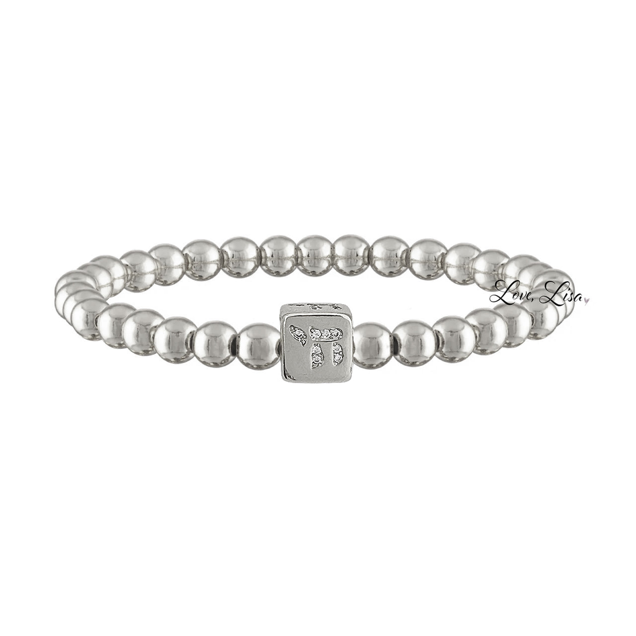 Love Lisa Emily Luxe Bracelet in silver with cube Chai charm
