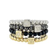Love Lisa Emily star of david and chai luxe block bracelet stack beaded judaica jewelry