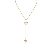 Gold necklace with Star of David pendant on a white background
