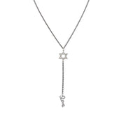 gunmetal necklace with a Star of David pendant on a white background