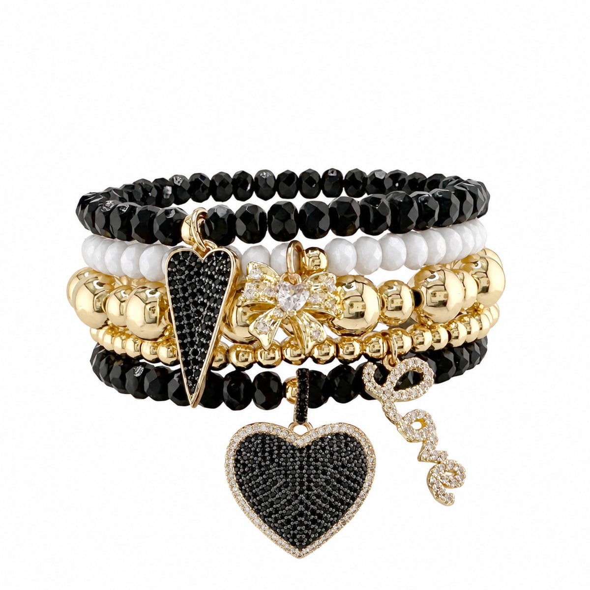 love lisa emmy elegant bracelet collection black white and gold stack