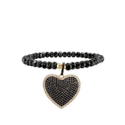 emmy elegant bracelet with black heart charm and gold beads