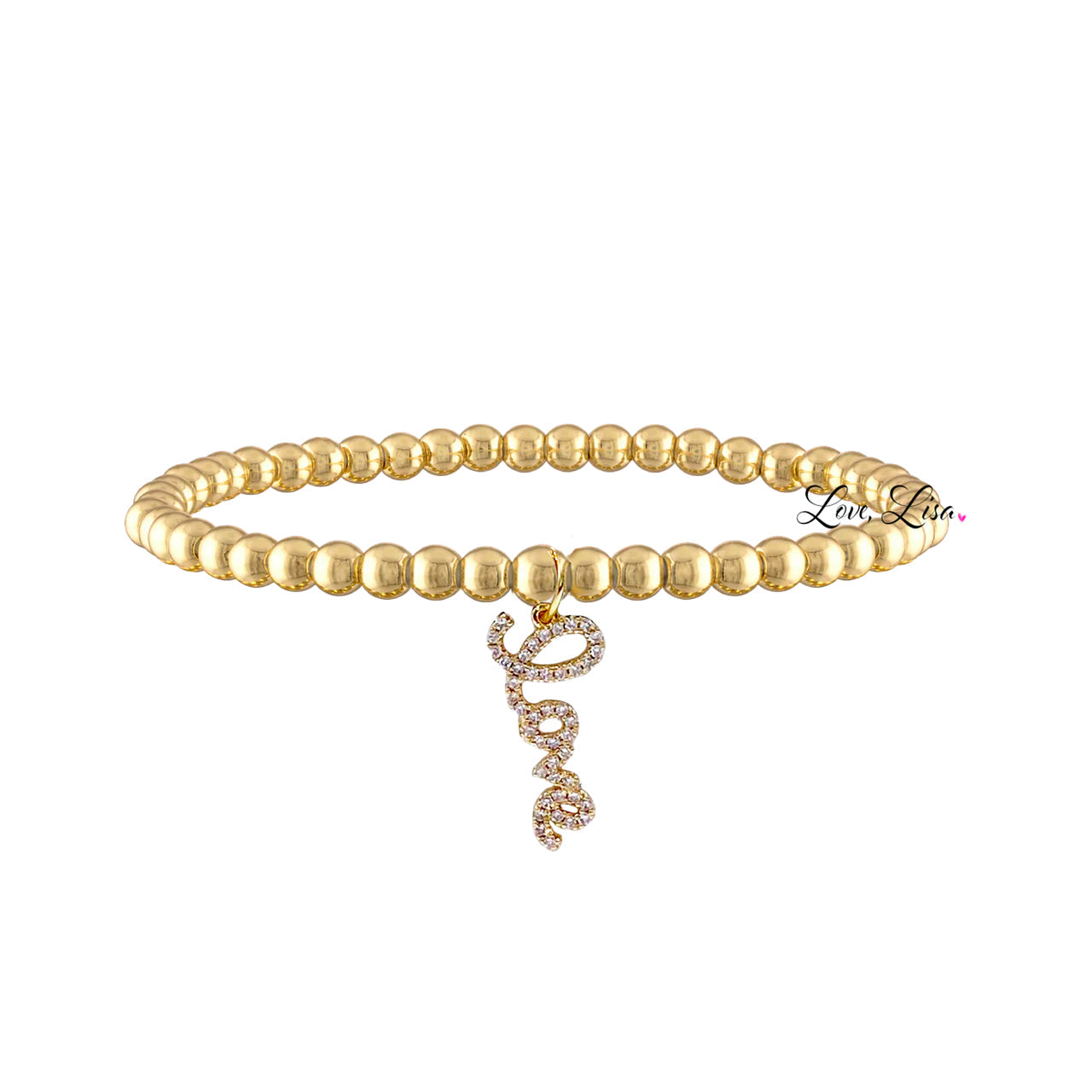 emmy elegant single gold bracelet design with script pave love word charm 