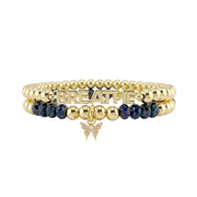 gold breathe empowerment butterfly bracelet with navy beads love lisa jewelry