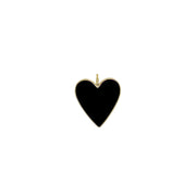  Black enamel heart charm on white background