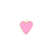Enamel Heart Charm in pink with glossy finish on white background