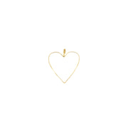 White enamel heart charm with gold trim on white background