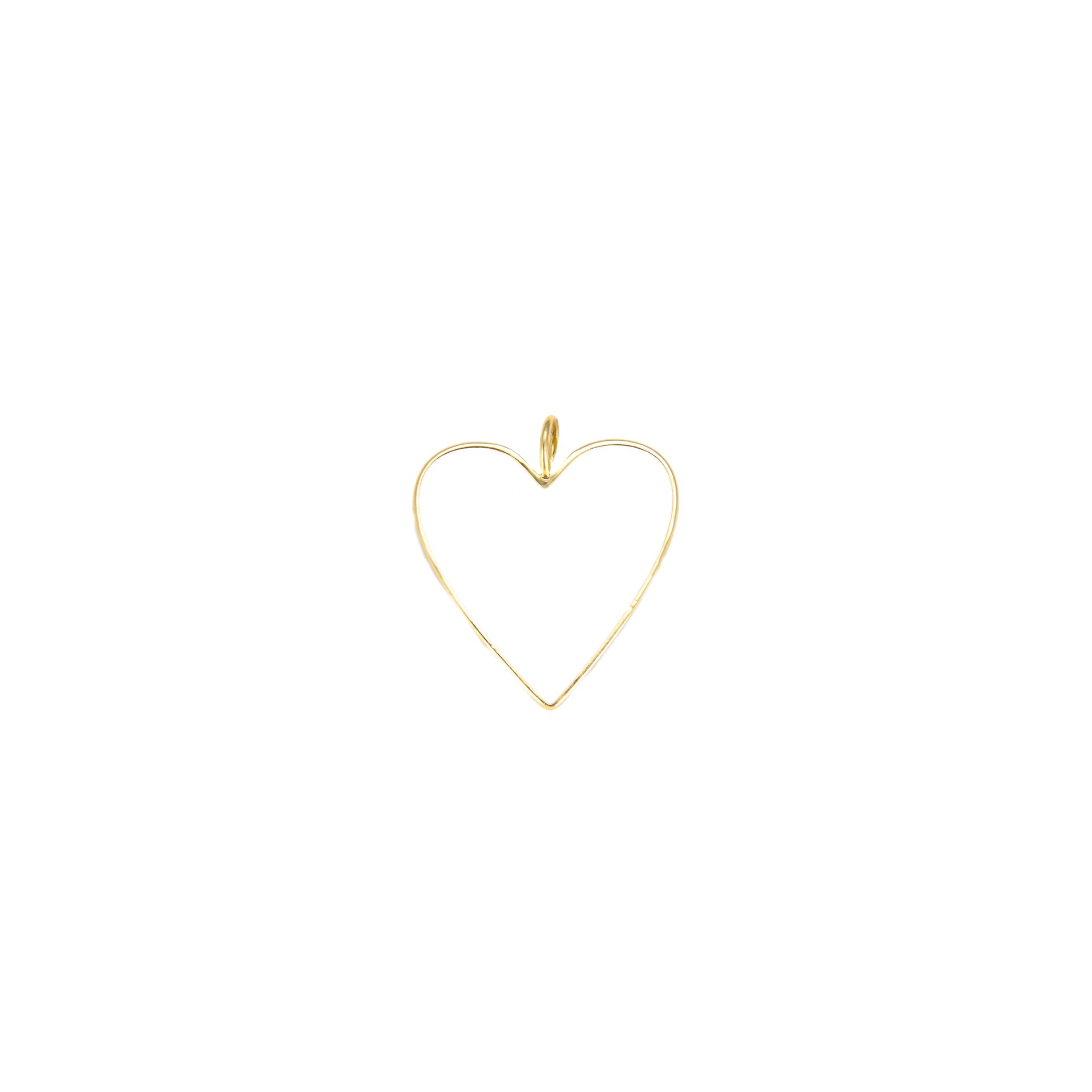 White enamel heart charm with gold trim on white background