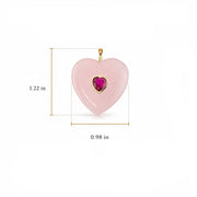 Love Lisa Endless Heart Crystal Gemstone Necklace size image showing Rose Quartz heart pendant with inset crystal heart detail