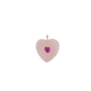 Love Lisa endless gemstone heart pendant in Rose Quartz with pink heart stone and crystal heart accent