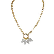 Veronica gold paperclip necklace with multiple children charms personalized family jewelry